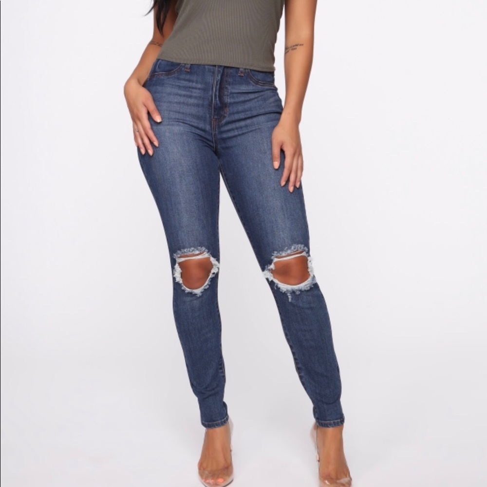 High Rise Jeans - Medium Blue Wash
